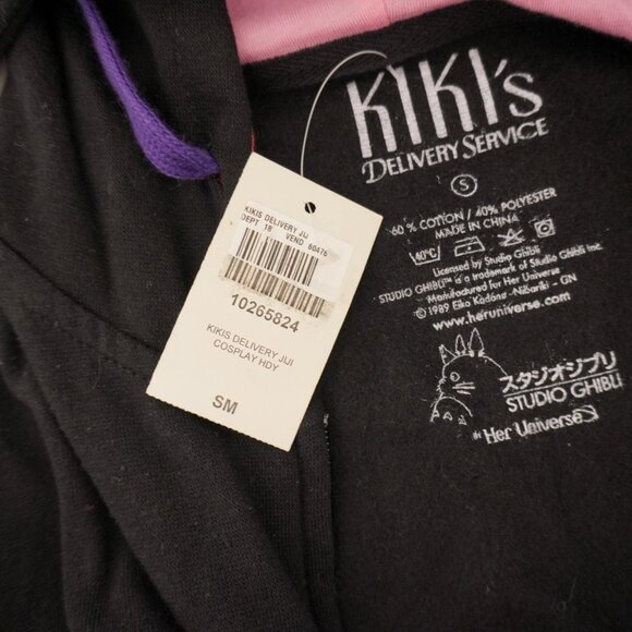 Kiki's Delivery Service Jiji Hoodie - Kawaii Jacket Hot Topic Anime Ghibli NWT S - Picture 5 of 7